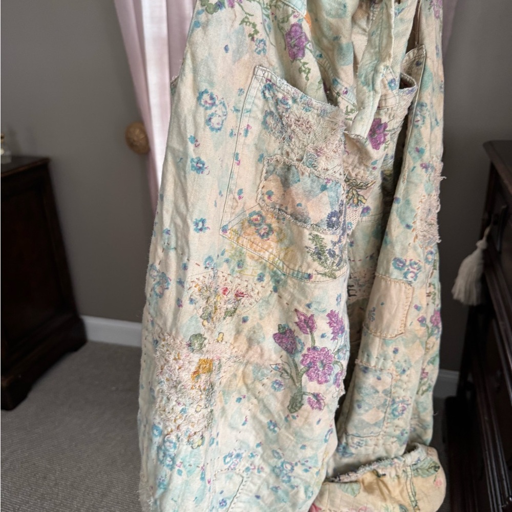 Magnolia Pearl Floral Patchwork Jeans - Cream and Purple